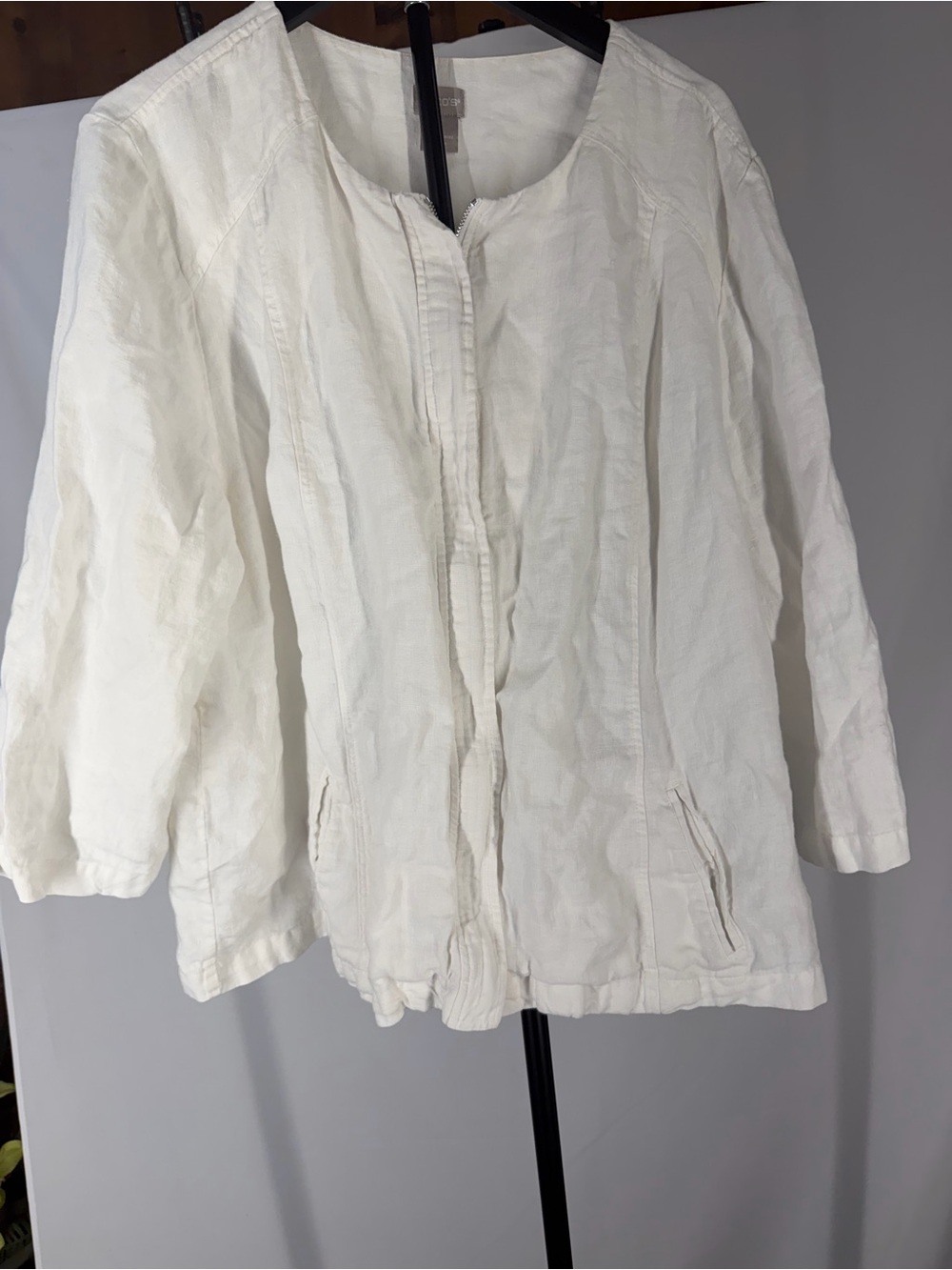Chico's White Open-Front Lightweight Trench Jacket